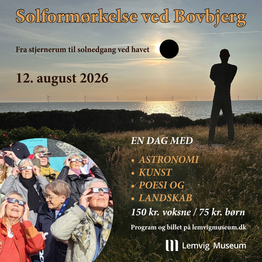 Die Sonne geht schwarz über Bovbjerg mit dem Lemvig Museum.