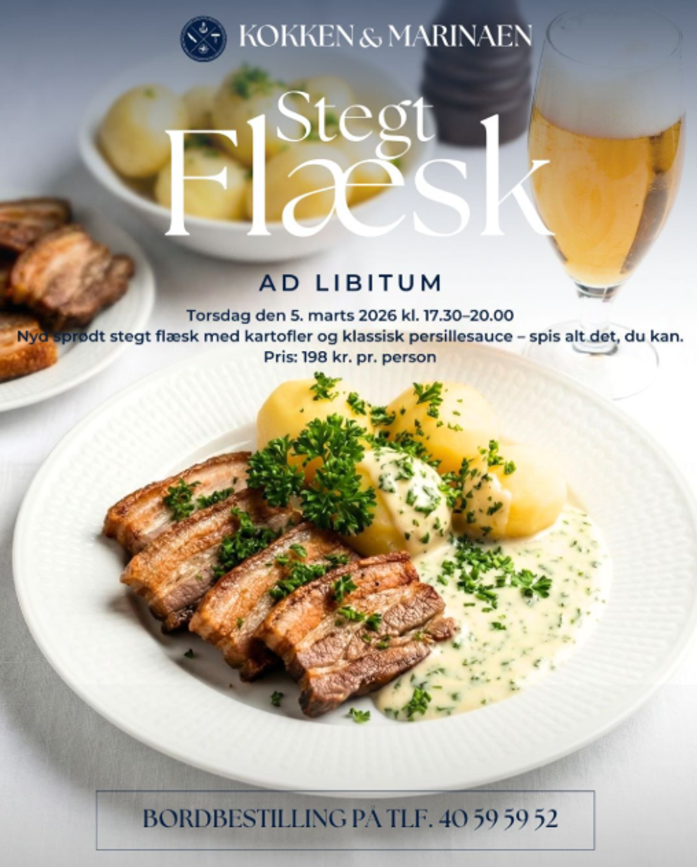 Stegt flæsk ad libitum på Kokken & Marinaen