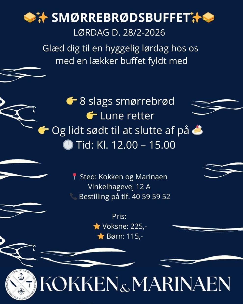 Smørrebrødsbuffet på Kokken & Marinaen